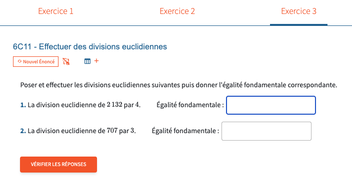 Série d'exercices d'entraînement sur la division euclidienne.