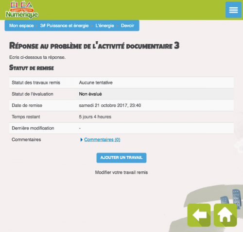 dépôt de devoir dans Éléa