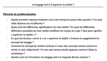 Document support aidant à la problématisation