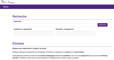 Page d'accueil du site Édubase