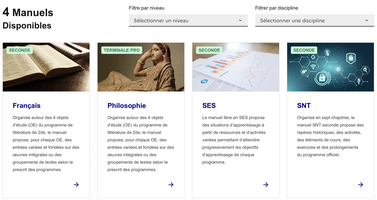 Illustration des 4 manuels libres disponibles