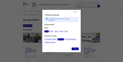 Page rubrique — Filtres