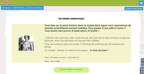 Capture de la page d'introduction du parcours